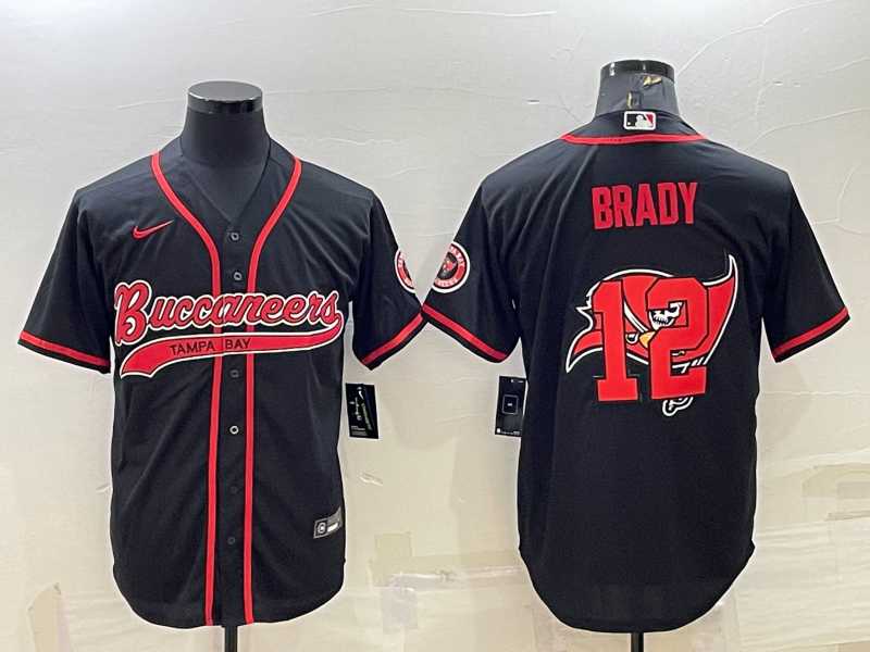 Men's Tampa Bay Buccaneers #12 Tom Brady Black Team Big Logo With Patch Cool Base Stitched Baseball Jersey,We sell and wholesale Men's Tampa Bay Buccaneers #12 Tom Brady Black Team Big Logo With Patch Cool Base Stitched Baseball Jersey on line form chian!